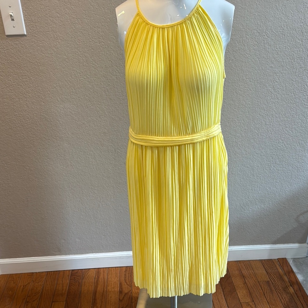 Chelsea Violet Yellow Pleated Halter Dress size medium